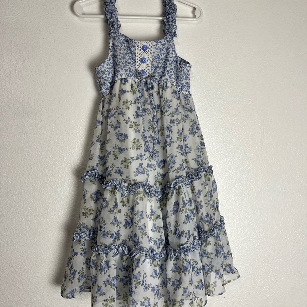 Little Kids Blue Floral Dress
